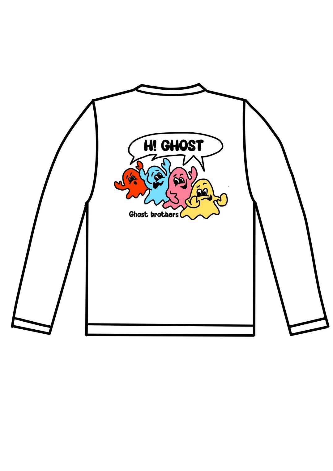 HI GHOST brothers long TEE-WHITE