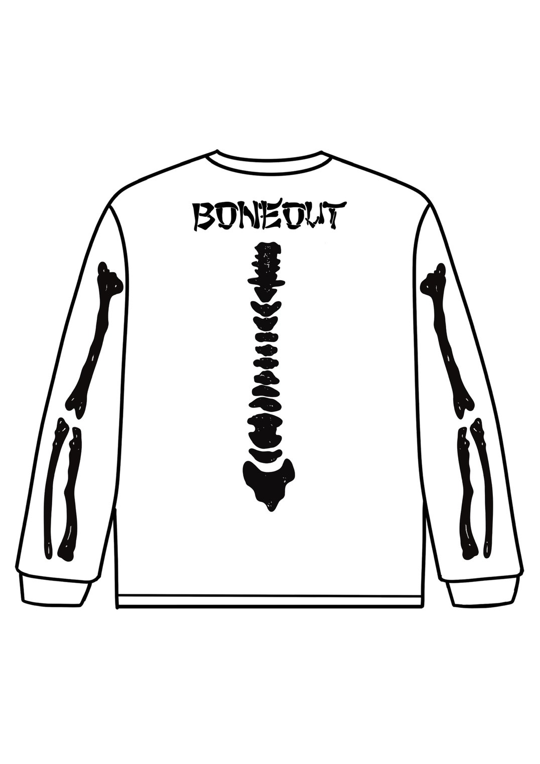 HIGHOST BONE OUT(WHITE ) LONG T-SHIRTS