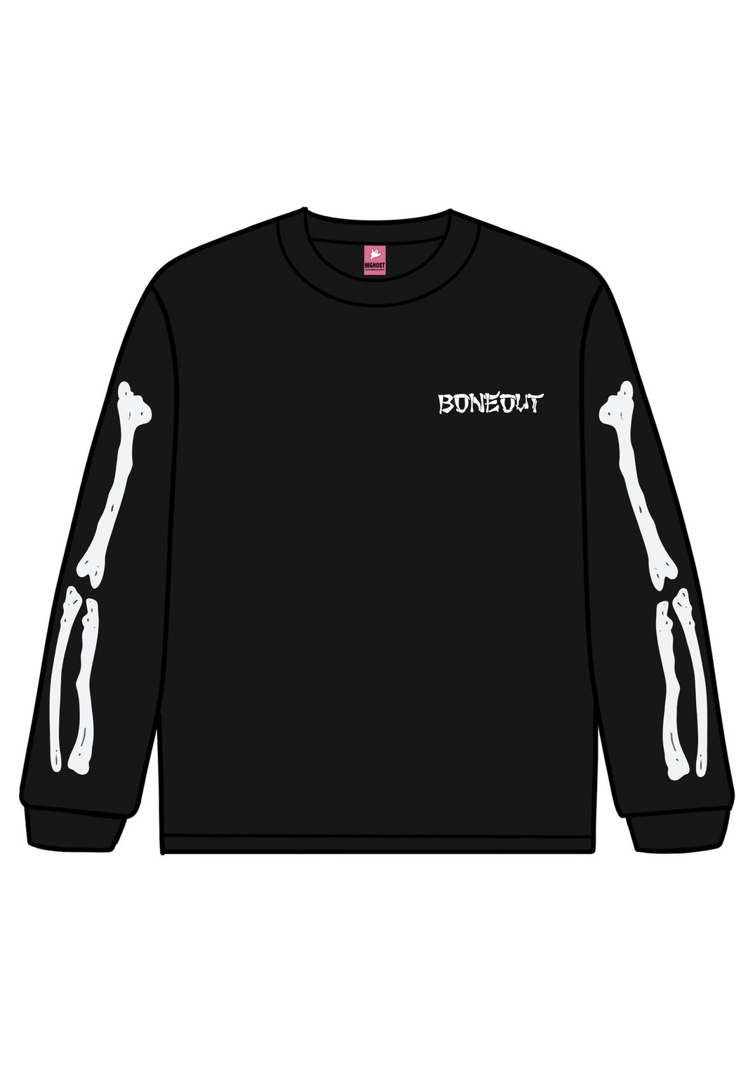 HIGHOST BONE OUT(BLACK ) LONG T-SHIRTS